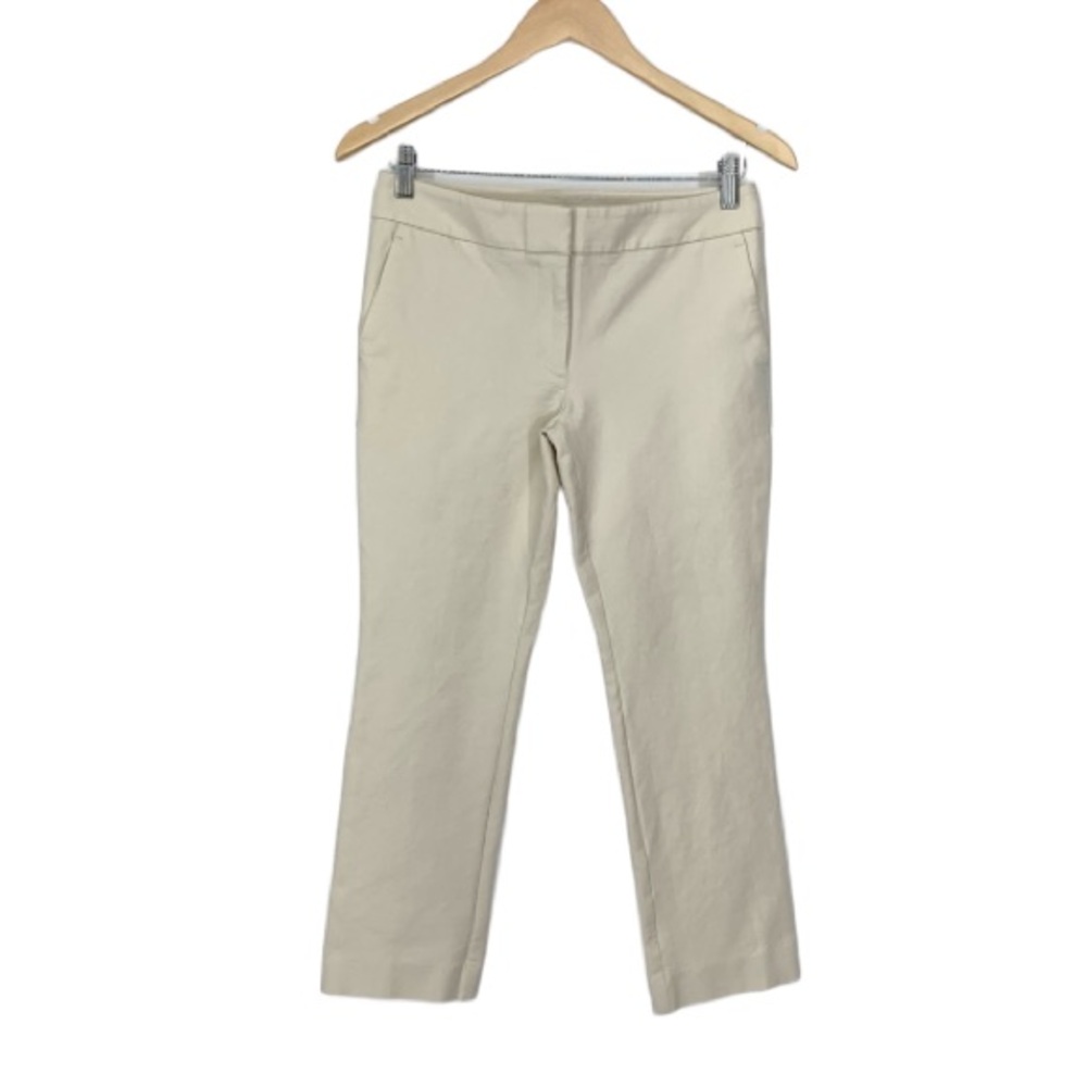 Ann Taylor Signature Cream Casual Career Cropped Pants Cotton Spandex Size 2P